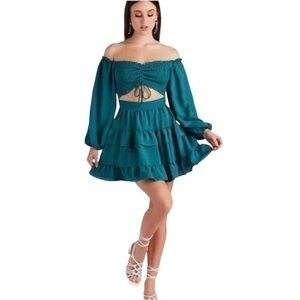 Windsor So Sweet Ruffled Cutout Skater Dress 💕